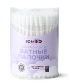 Tomiko Ватные палочки, универсальные ( спиралевидный и гладкий) 100 шт