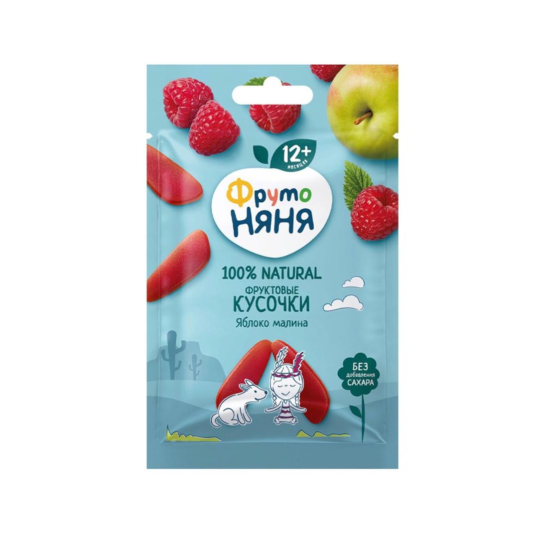 Фруто Няня фруктовые кусочки яблоко, малина, с 12+ месяцев, 15 гр.