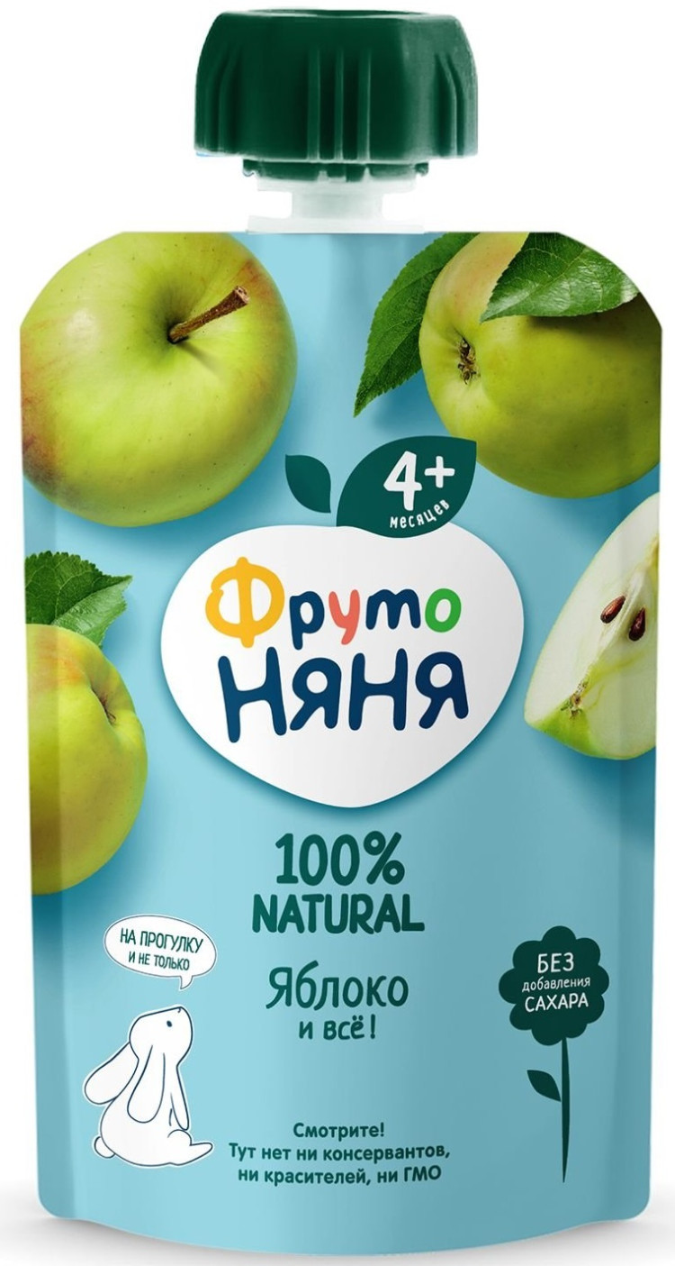 Фруто Няня пюре сошет, яблоко и все, с 4+ месяцев, 90 г.