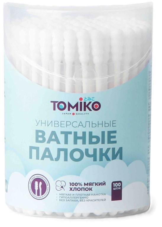 Tomiko ватные палочки универсальные, (спиралевидный и лопатка) 100 шт