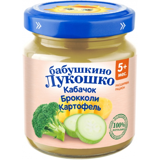 Бабушкино Лукошко пюре кабачок, брокколи и картофель 5+ месяцев, 100 гр