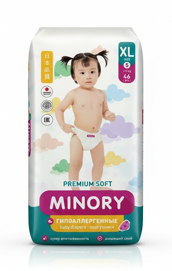 Minory Подгузники XL №5, +13 кг., 46 шт.