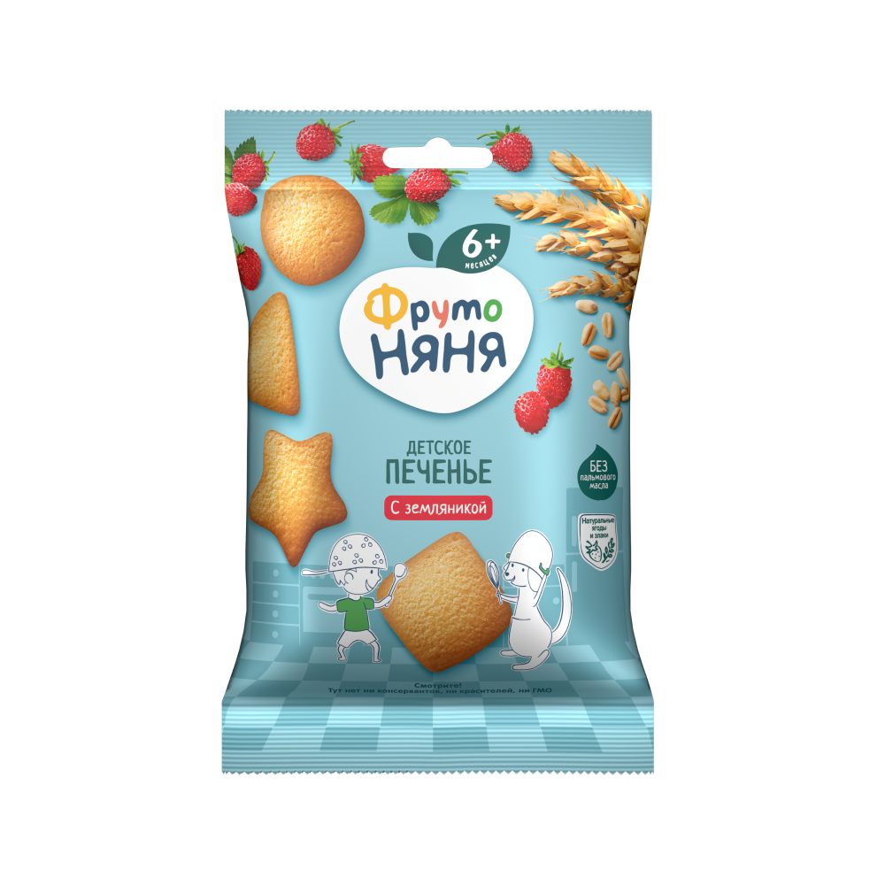 Фруто Няня печенье детское, с земляникой, с 6+ месяцев, 50 гр.