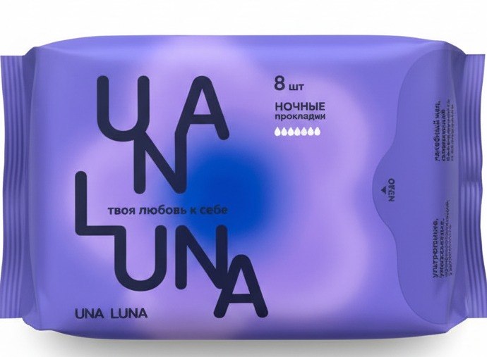 Una Luna Прокладки ночные 7 капель, 8 шт.