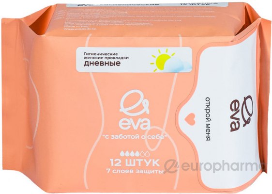 eva Прокладки дневные 7 слоев защиты, 4 капли, 12 шт.