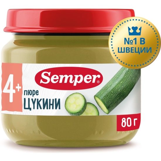 Semper Пюре Цукини, 80гр, 4+