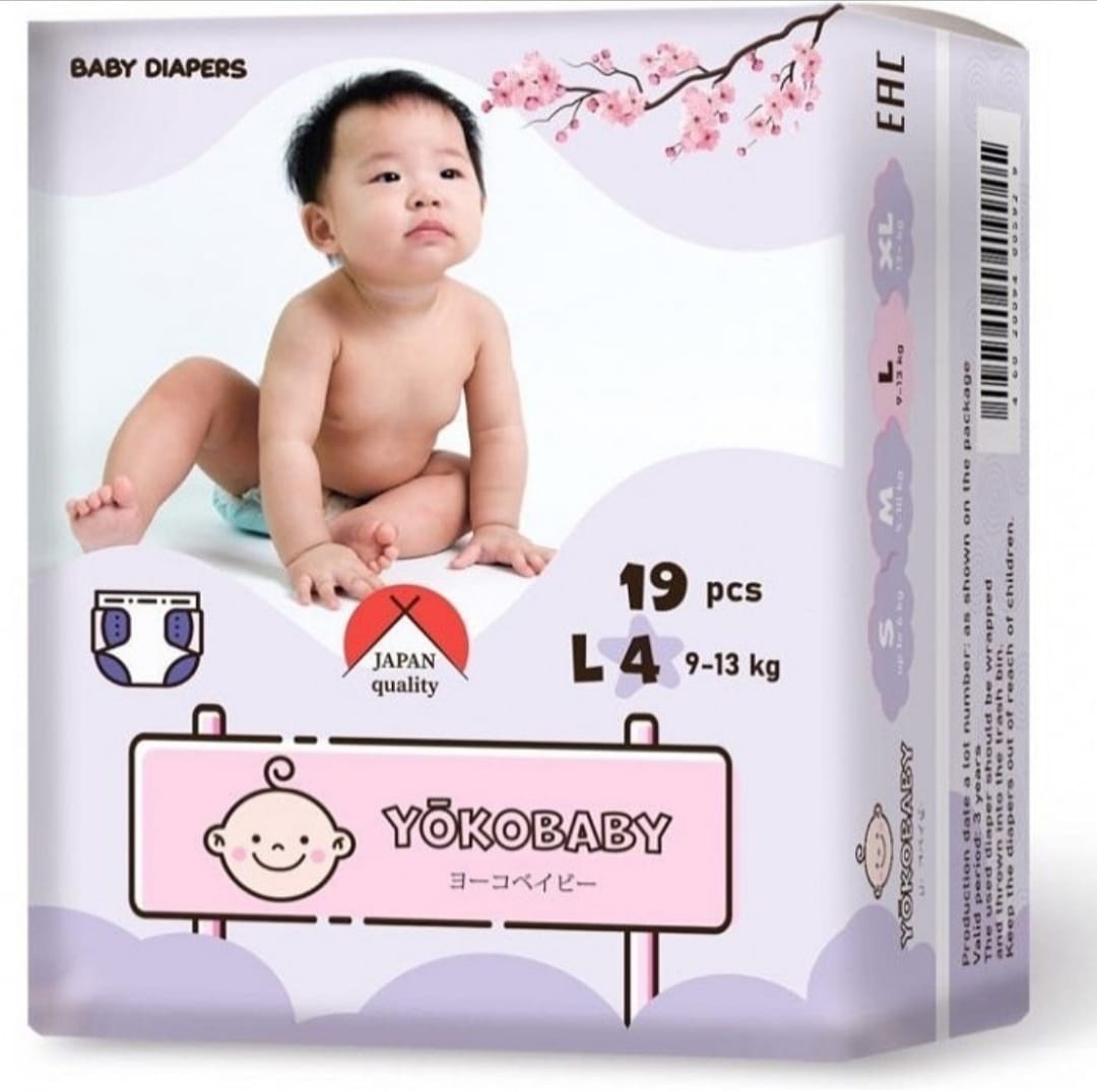 Yokobaby Подгузники L №4, 9-13 кг, 19 шт.